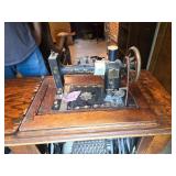 Vintage Illinois Sewing Machine and Cabinet, Including Contents