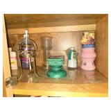 Cupboard of Candle Holders and Related Items