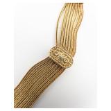 Luscious Heavy Turkish 8 Strand With Oval Filigree Accents Vermeil Collar Necklace.