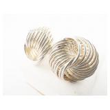 Swirl Sterling Silver Post Back Pierced Earrings.