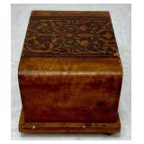 Vintage Wooded Cigarette Box Dispenser with Inlaid Wood
