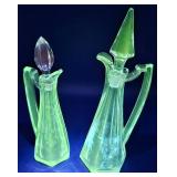 Uranium Glass Set of 4 Decanters with Stoppers