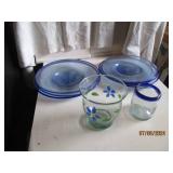 Set of 6-clear and Cobalt colored g...