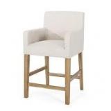 Lot of  Noble House Deville 26 in. Beige and Weathered Brown Wood Bar Stool   Customer Returns See Pictures