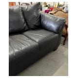 Bold Black Faux Leather Sofa / Couch