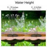 Dartwood Solar Water Fountain/Bird Bath with 4 Different Nozzle Heads - Perfect for Bird Bath and Small Ponds