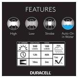 Duracell 500 Lumen Flex Power Floating LED Lantern with 360° Lighting for Camping, Fishing, & Emergency Use - Water Resistant Design with 4 Modes. Batteries Not Included