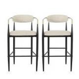 Noble House Boise 30 in. Beige and Black Bar Stool (Set of 2)  Customer Returns See Pictures