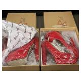 Lot of 2 Pairs Bombshell Red High Heel Shoes - Sizes 6.5 and 7