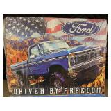 Set of 2 Metal Ford Truck Signs - Driven by Freedom and Built Tough