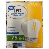 Great Value LED General Purpose Medium Base, 75 Watt Equivalent, Soft White, 20 Bulbs