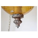 Large MCM Vintage Amber Swag Pendant Glass Hanging Light...