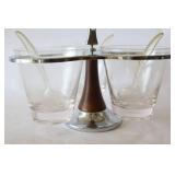 MCM Relish Dip Condiment Caddy Carousel, Hammered Aluminum Footed Tray Everlast EM-15 Tripod Bowl, 1960