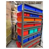 MSRP $1000 Akro-Mils Storage Supply Mobile Double Sided Bin Rack with Organizer Tray Boxes Bins - In Excellent Condition! 58.75" x 38.5"