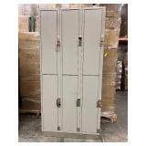 MSRP $4000 American Locker Security System 6-Door Double Tier Quarter Coin Operated/Return Painted Electro Galvanized Steel Lockers - Excellent Condition! 76" x 36.5" x 18"