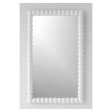 18 in. x 30 in. Denise, White Wood Large Beaded Decorative Mirror