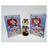 Pair of Vintage Unopened Boxes of UPPER DECK LOONEY TUNES MLB Baseball Cards with Tasmanian Devil Bobblehead
