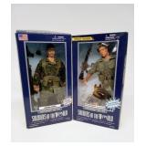 Pair of SOLDIERS OF THE WORLD 12" Posable Action Figures including Vietnam Airborne Ranger and Dog Handler