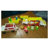 Vintage 70s Fisher Price Little People Car And Camper.