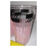 Vintage 1950s Mid Century Pink And Black Glass Tumblers (4)