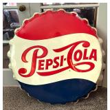 Vintage Pepsi Cola Crown Cap Metal Sign