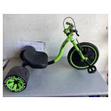 Madd Gear Drift Trike Strong Steel Frame Tricycle Adjustable Seat Black Green Machine