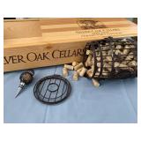 1994 Wood Wine Box From Napa Valley Silver Oak Cellars-Limited Edition From 1989-1994-Metal Cork Holder Filled With Corks
