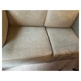 Vintage Couch With Wood Trim Tan Upholstery 34" X 62" Wide