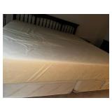Vintage Wood, MCM Ethan Allen King Size Bed Frame With Tempur-Pedic Mattress Measuring 78" X 40" Tall