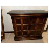 Vintage Solid Wood Cabinet with Stone Like Top Side Table Measuring 32" Wide 12" Deep 30" Tall