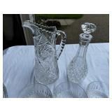 Variety of Vintage Cut Glass Amerinan Brilliant Period Serving Pieces