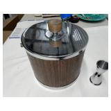 Vintage Retro Faux Wood and Chrome Ice Bucket
