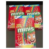 Lot of 3 General Mills Lucky Charms Minis Family Size Cereal Boxes - 18.6 oz Each