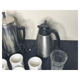 Insulated Coffee Carafe, Metal Electric Kettle, Small Glass Cups and Coffee Mugs