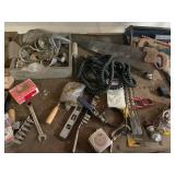 Large Lot of Hand Tools, Hardware and Dart Board inc. Wrenches, Hand Cutters, Measuring Tape, Multi-Purpose Grease, Nails and Hardware, Hand Saw, Dart Board and Much More!