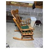 Wooden Rocking Chair w/ Heart Design on Back Spine