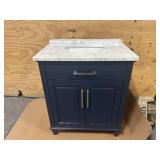 ALLEN + ROTH Brookview 30-in Royal Navy Undermount Single Sink Bathroom Vanity with Carrara Marble Natural Top and Backsplash (Retails for $1,199)