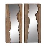 Contemporary Wood Wall Mirror Set of 2 Brown - Olivia & May