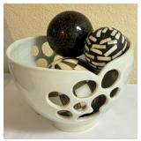 Decorative Spheres and Hand Crafted Pottery Decorative Bowl