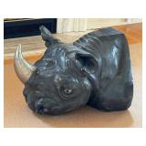 Vintage Rhinoceros Head Glass Top Table