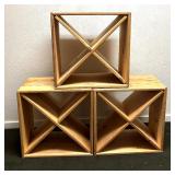 Three Wooden Reconfigurable Organizational Cubes / Wine Racks