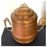 Vintage Copper and Brass Lidded Vessel