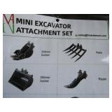 9pc Mini Excavator Attachment Set