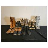 Assorted Footwear Lot: Cowboy Boots, Sneakers, Winter Boots, and More Approx SZs 9 - 9.5