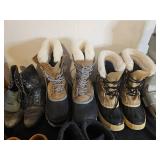 Assorted Footwear Lot: Cowboy Boots, Sneakers, Winter Boots, and More Approx SZs 9 - 9.5