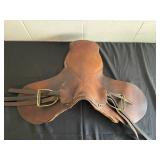 Vintage Brown Leather Horse Saddle