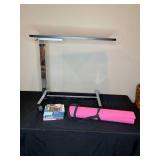 Adjustable Side Table with Exercise Mat and Fitness DVDs Collection