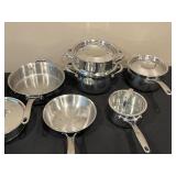 Lot of All-Clad, Pampered Chef, and Kirkland Signature Cookware