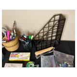 Assorted Office Supplies Lot with Rolling Ruler, Desk Organizers, and More