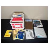 Lot of Office Supplies Including Notebooks, Folders, and More